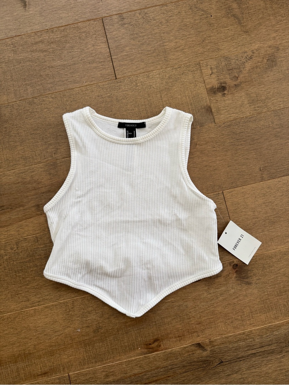 Forever 21 White Ribbed Scoop Neck Tank
